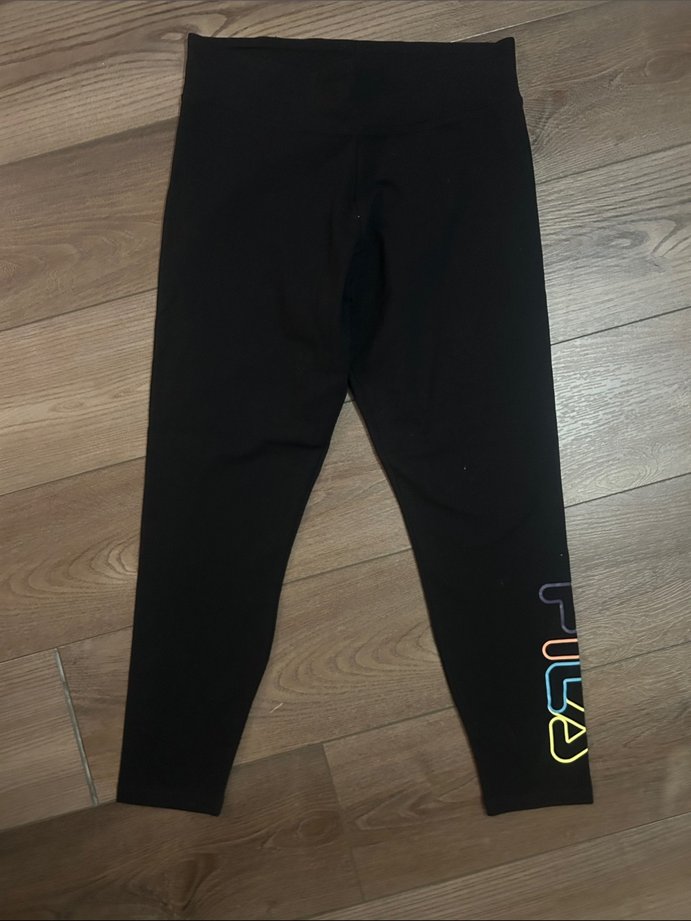 Black Leggings with Multicolor Logo Accent